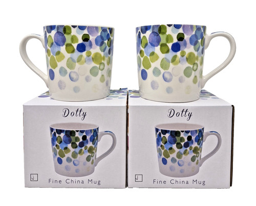 China mugs blue dotty - china, mug