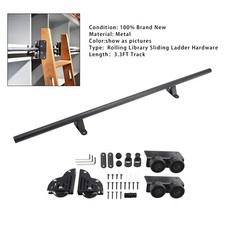 Rolling Library Sliding Ladder Hardware Kit with Brake 3.3FT Round Tube Y H0