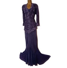 Ann Balon mother of the bride outfit size M 12 wedding purple Italian lace Italy
