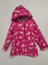 HATLEY Girl's Pink Hooded Rain Coat Age 5-6 yrs. Horse print 🐎
