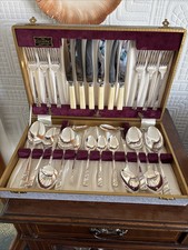 Vintage Viners 24pc Silver Rose Cutlery Canteen