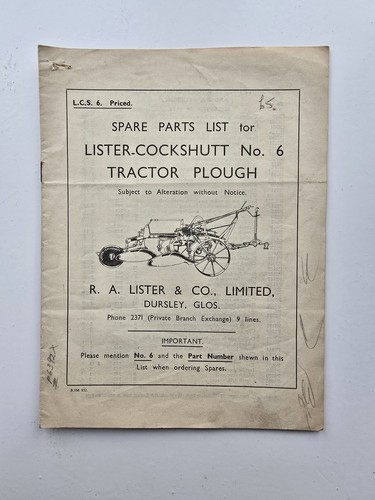 Lister cockshutt tractor - no.6,