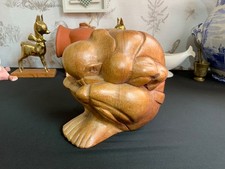 Vtg Hand Carved Wooden Weeping