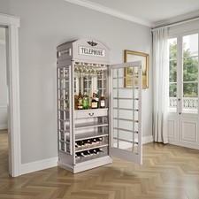 Drinks Cabinet  Drinks Bar   Iconic BT  Telephone Box Style Bar  in Stone Grey -