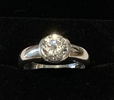 Sterling Silver Tension Set Large 7mm Cubic Zirconia Solitaire Band Ring. Sz O.