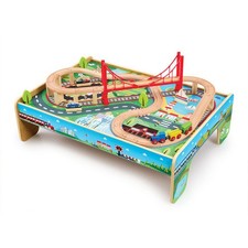 Early Learning Centre Wooden Little Town Train Table Playset Track Toy Kids Set
