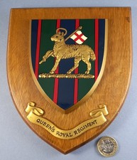 Vintage Queen's Royal Regiment - Military Wall Plaque Shield
