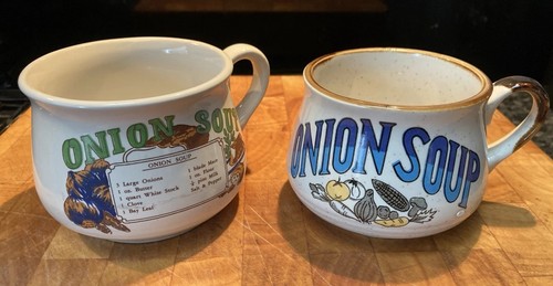 Vintage onion soup bowls - vintage,