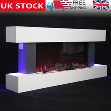 H-Shape 52in Fireplace Suite Surround Frame Electric Fire Wall Mounted LED Flame