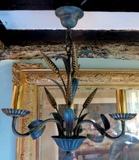 A CHARMING VINTAGE FRENCH TOLE WARE CHANDELIER ~ WHEATSHEAF ~ COUNTRY LIVING
