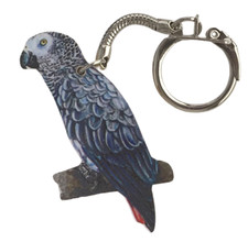 African Grey Parrot Keyring -