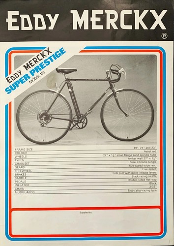 Eddy merckx bicycle leaflet - eddy,
