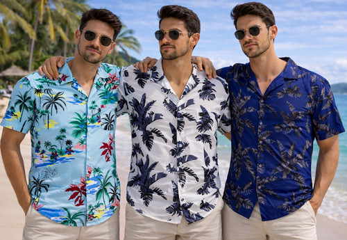 Mens flower hawaiian - t, shirt
