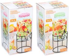 3L Glass Drink Dispenser on Stand Water Juice Serving Pitcher Tap Screw Top Lid