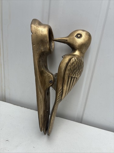 Vintage brass woodpecker door - woodpecker,