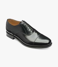 Loake 200B plain black shoes G fitting plus 100ML free tin of Loake black polish