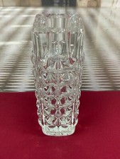 SOLID GLASS ICHENDORF BLOCK VASE 5kg 29cm TALL STUDDED OP ART