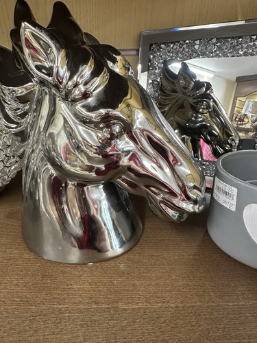Large chrome effect horse - large,