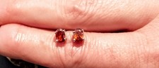 925 Sterling Silver QVC Diamonique Pretty Faux Garnet Oval Stud Earrings