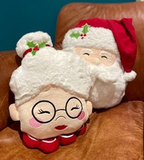 Santa & Mrs Claus Christmas cushions pillows pair  TK Maxx Homesense BNWT