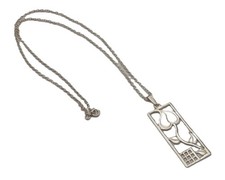NECKLACE sterling silver oblong pendant and chain Rennie Mackintosh design by JS