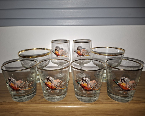 8pc clear glass - 8pc, pheasant