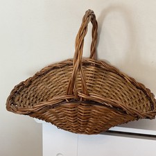 Vintage  Wicker Handled Trug Display Basket Fruit Veg Flowers Logs 45cm 