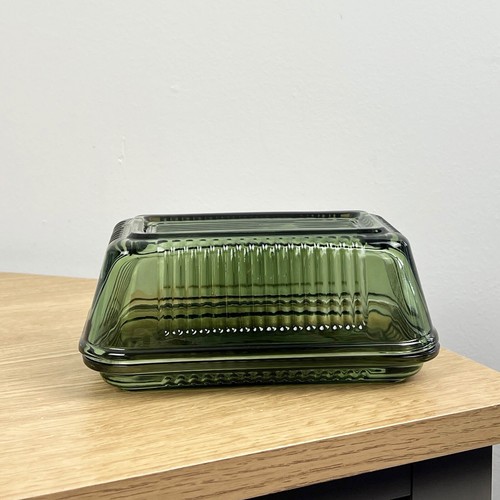 Glass butter dish - glass,