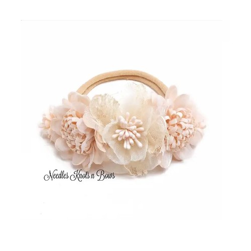 Girls ivory floral nylon baby - ivory,