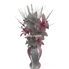 PINK SILVER VASE WITH FLOWERS