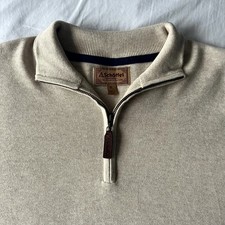 Mens Schoffel Quarter Zip Jumper Size XL in Beige Knit Pullover Long Sleeve