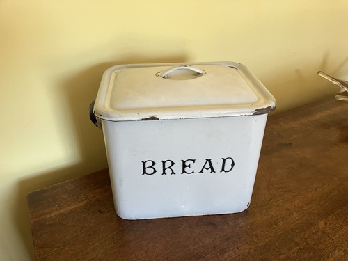 Vintage enamel bread bin - bread,