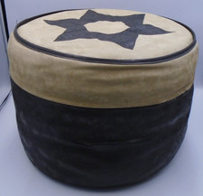 SHERBORNE 60's 70's  FAUX LEATHER POUFFE FOOT STOOL BEEN REPAIRED PLEASE READ