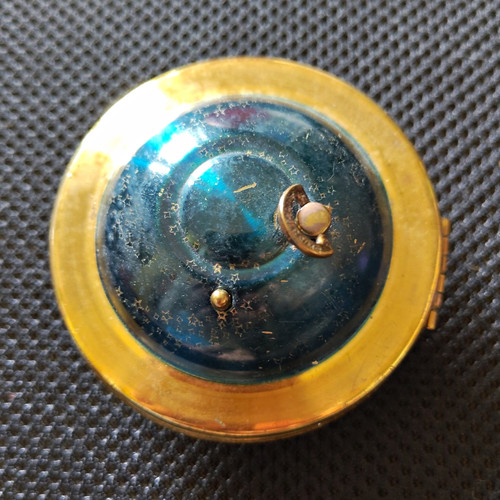 Vintage metal cosmetic powder - cosmetic,