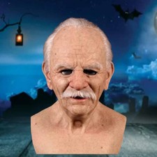 Real Head Mask Old Man Exquisite Realistic Halloween Latex headgear bald Costume