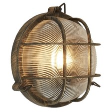 Antique Brass & Ribbed Glass