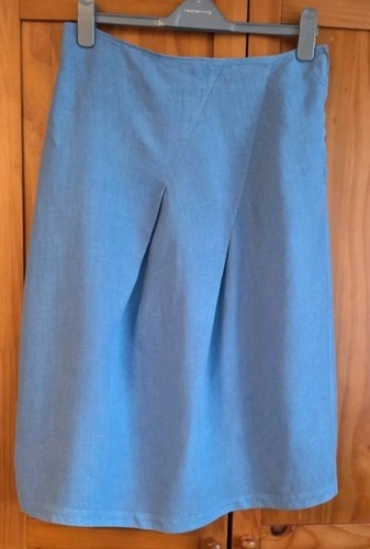 Ladies oska blue linen skirt - blue,