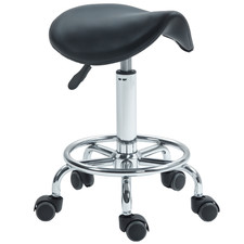 HOMCOM Saddle Chair, Rolling Salon Stool for Massage Spa Clinic Beauty, Black