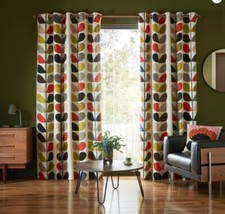Orla Kiely Multi Stem Multi Lined Eyelet Ready Made Curtains
