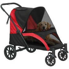 PawHut Foldable Pet Stroller for Large Dogs, Red/Black