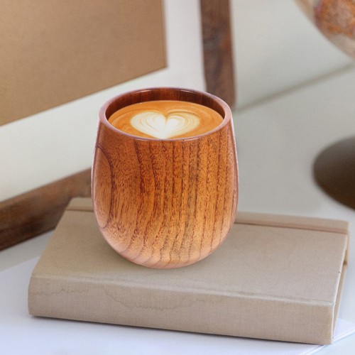 Brown wooden mug reusable - brown,