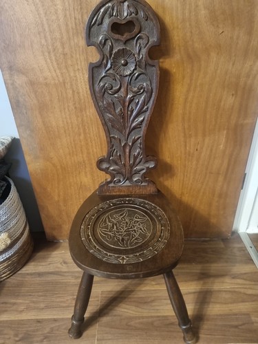 Antique welsh carved spinning - welsh,