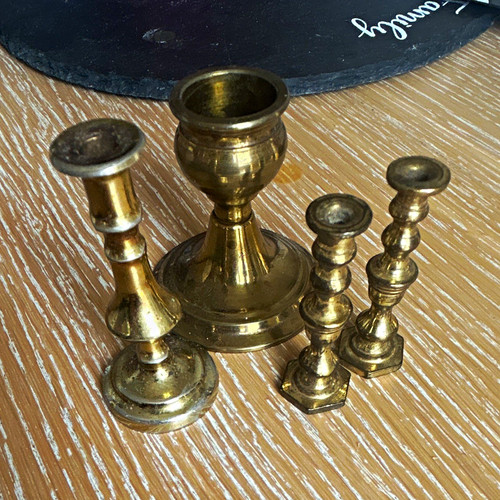 Brass candlesticks candle - brass, candlesticks/candle