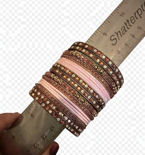 Stackable pink brown bangle - stackable,