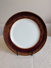 Vintage Crownford Burslem England Burgundy & Gold Gilding 9" Dinner Plates 