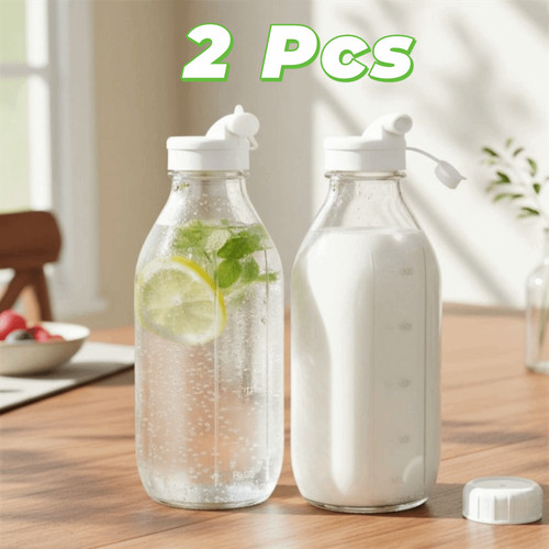 2pcs transparent glass milk - 2pcs,