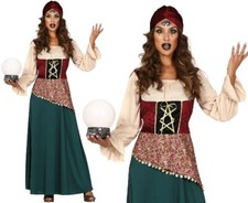 Ladies Halloween Fortune Teller Clairvoyant Fancy Dress Costume Womens Outfit fg
