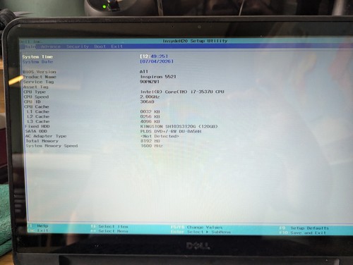 Dell inspiron 5521 laptop - , core