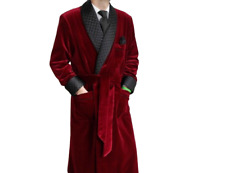 Smoking Jacket Velvet Gown Dinner Party Jacket Maroon Long Coat