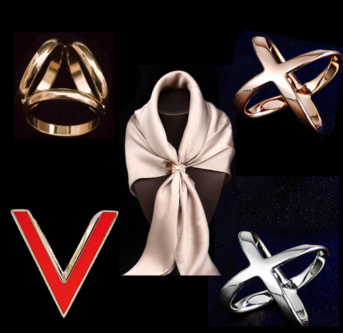 Women scarf ring brooch buckle - scarf,